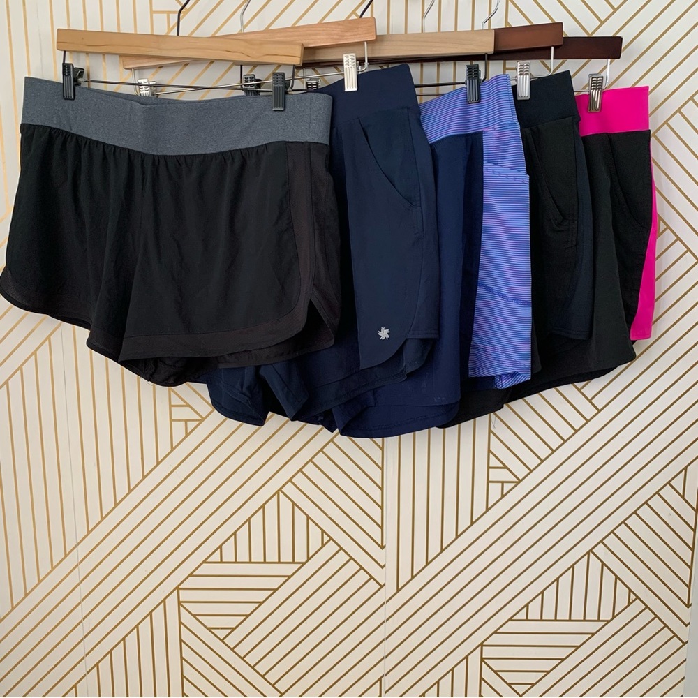 Tek Gear Lot 5 pairs Mid rise Athletic Shorts elastic waistband pockets waist XL